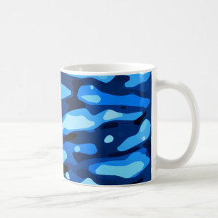 Trendy Blue Camo Abstract Pattern Coffee Mug