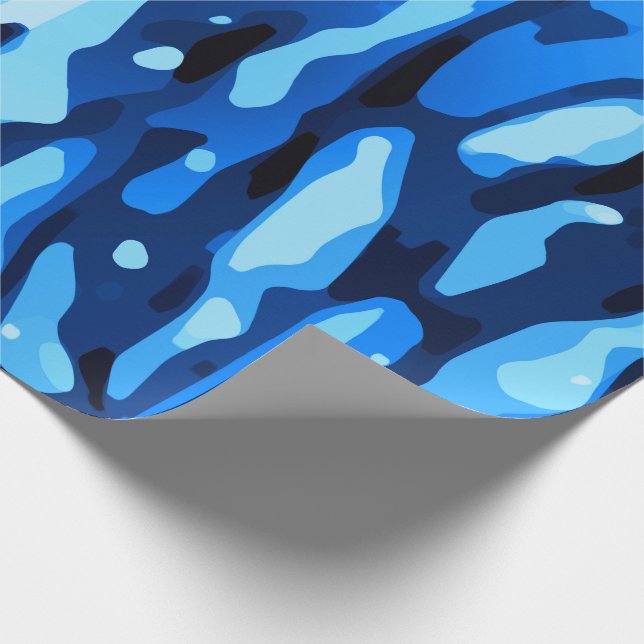 Trendy Blue Camo Abstract Pattern Wrapping Paper (Corner)