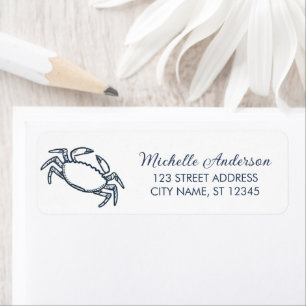 Trendy Blue Crab Nautical Return Address Label