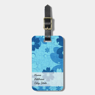 Trendy Blue Floral Vintage Luggage Tag
