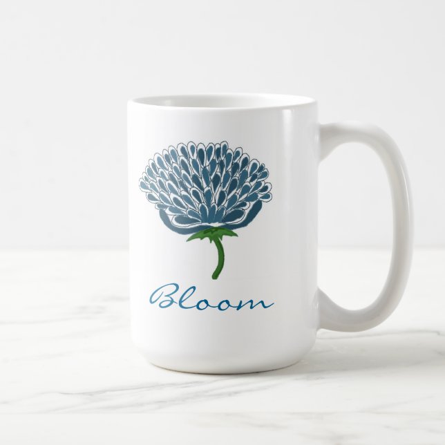 Trendy Blue Flower Coffee Mug (Right)