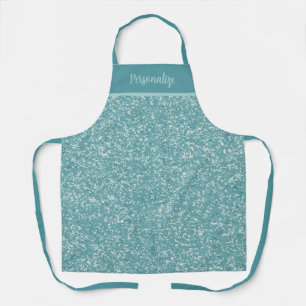 Trendy Blue Glitter Glam Personalized Cooking Apron