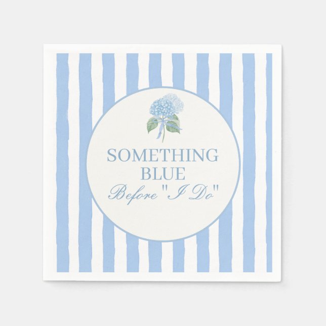 Trendy Blue Hydrangea Bridal Shower Napkin (Front)