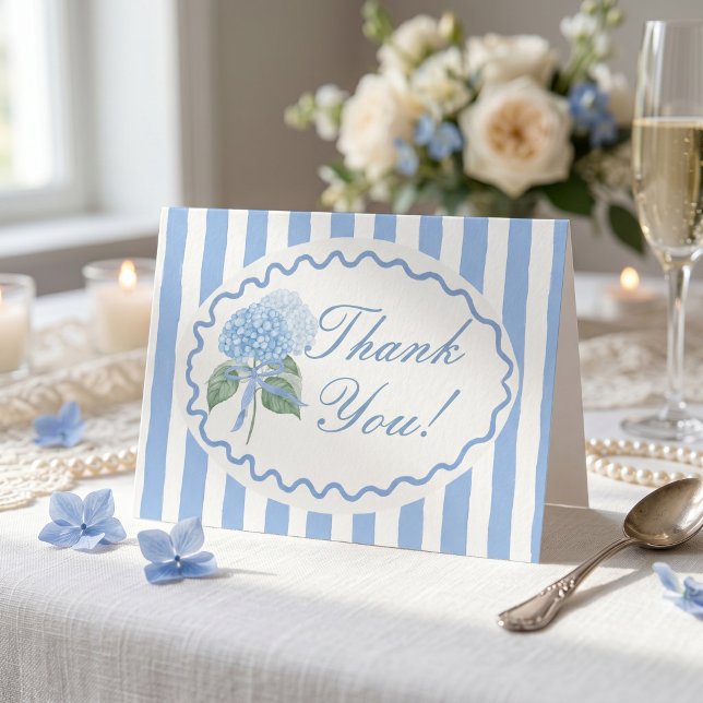 Trendy Blue Hydrangea Bridal Shower Thank You Card (Creator Uploaded)