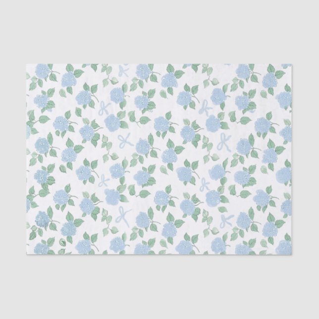 Trendy Blue Hydrangea  Tissue Paper (Front)