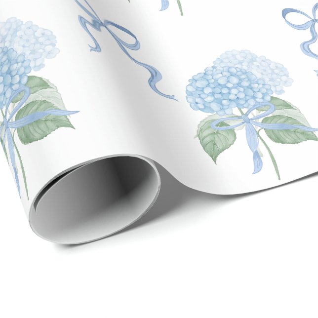 Trendy Blue Hydrangea  Wrapping Paper (Roll Corner)