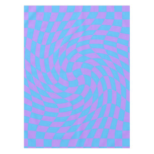 Trendy Blue & Lavender Purple Chequered Pattern   Tablecloth