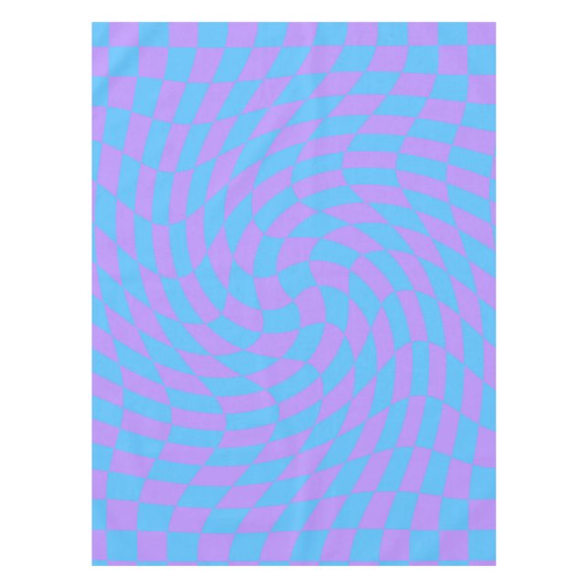 Trendy Blue & Lavender Purple Chequered Pattern   Tablecloth (Front)