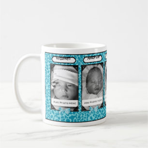 Trendy Blue Leopard Baby Photo And Name Coffee Mug