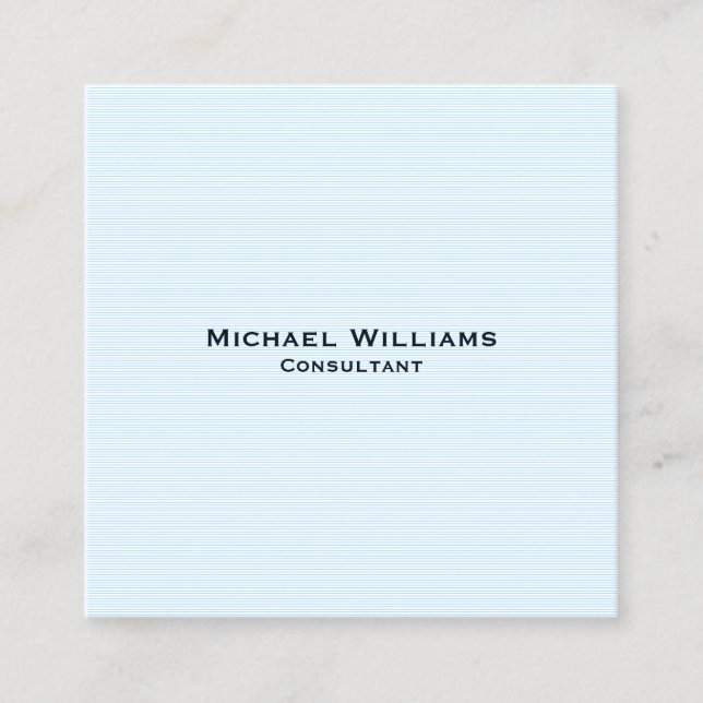 Trendy Blue Lines Modern Minimalist Professional Square Business Card (Front)