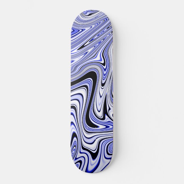 Trendy Blue Marble Swirl Skateboard (Front)