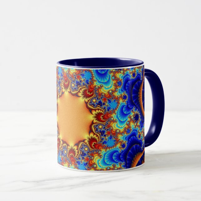 Trendy Blue, Orange and Yellow Mug (Front Right)