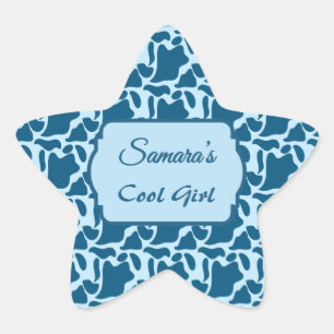 Trendy Blue Organic Abstract Pattern star sticker