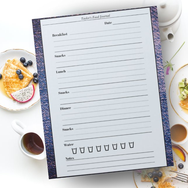 Trendy Blue Pink Food Journal Daily Meal Diary Notepad (Creator Uploaded)