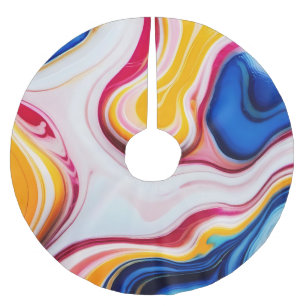 Trendy Blue Pink yellow white faux marble Brushed Polyester Tree Skirt