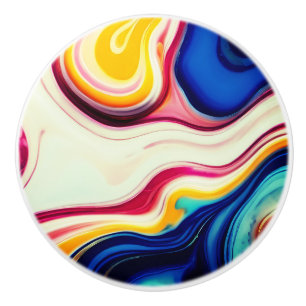 Trendy Blue Pink yellow white faux marble Ceramic Knob