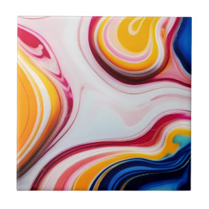 Trendy Blue Pink yellow white faux marble Ceramic Tile