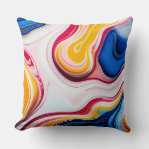 Trendy Blue Pink yellow white faux marble Cushion