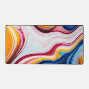 Trendy Blue Pink yellow white faux marble Desk Mat