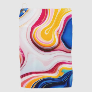 Trendy Blue Pink yellow white faux marble Golf Towel