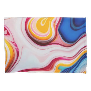 Trendy Blue Pink yellow white faux marble Pillowcase