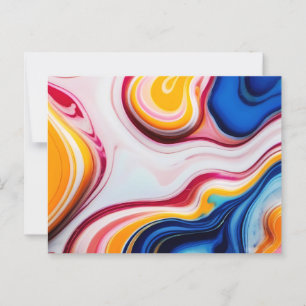 Trendy Blue Pink yellow white faux marble Postcard