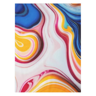 Trendy Blue Pink yellow white faux marble Tablecloth