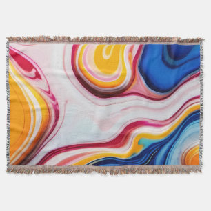 Trendy Blue Pink yellow white faux marble Throw Blanket