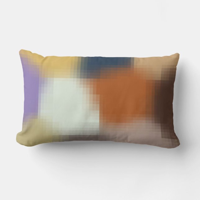 Trendy Blue Purple Orange Beige Stylish Pattern Lumbar Cushion (Front)