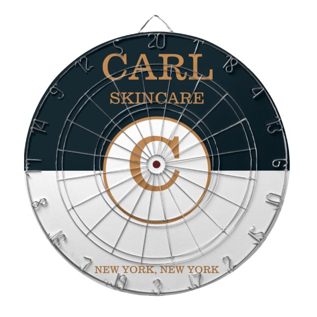 Trendy Blue & Shade of Brown Beauty Salon Monogram Dartboard (Front)