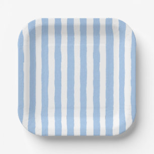 Trendy Blue Stripe Paper Plate