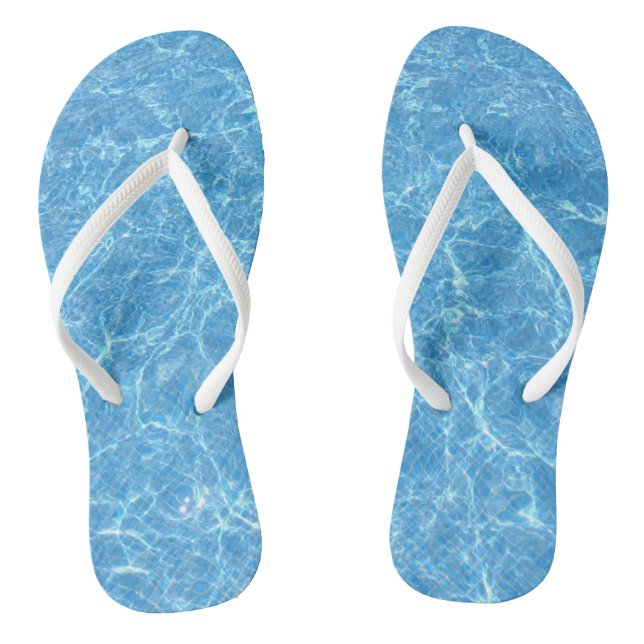 Trendy Blue Water Aqua Template Adult Slim Straps Thongs (Footbed)