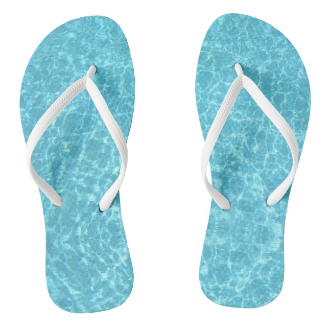 Trendy Blue Water White Slim Straps Template Adult Thongs (Footbed)