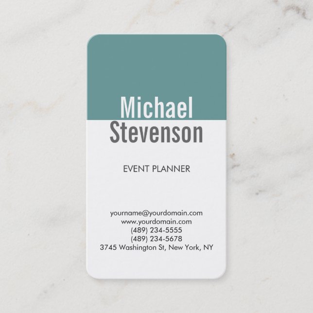 Trendy Blue White Rounded Corner Business Card (Front)