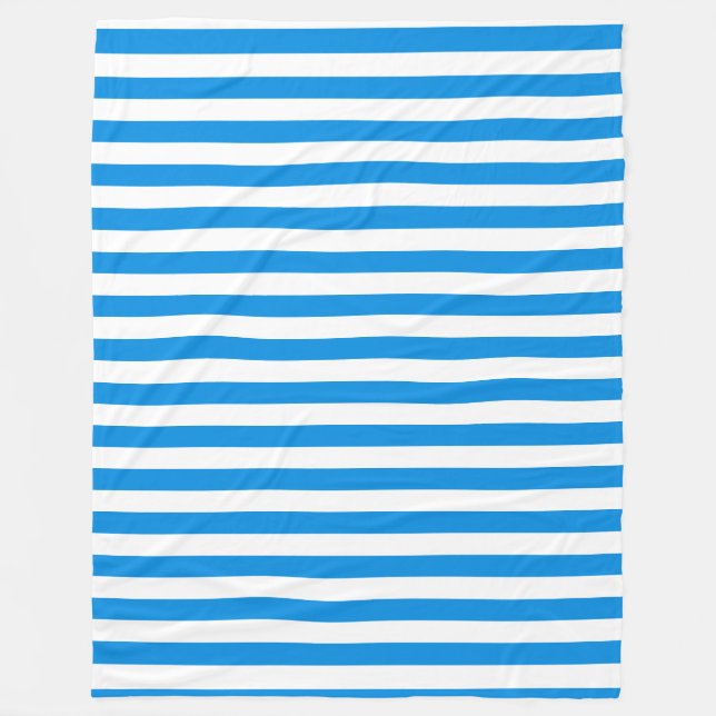 Trendy Blue White Striped Elegant Template Large Fleece Blanket (Front)