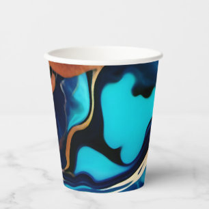 Trendy Blue yellow Gold faux marble Paper Cups