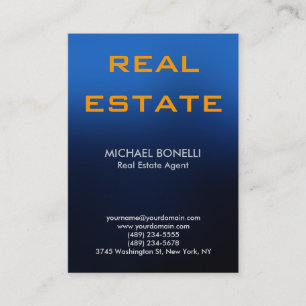 Trendy blue yellow real estate agent business card