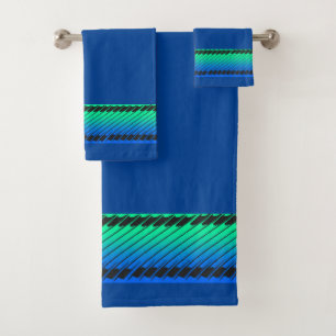 Trendy Blue Z Design Bath Towel Set