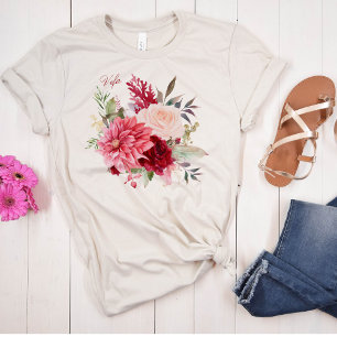 Trendy Blush Botanical Watercolor Flowers T-Shirt