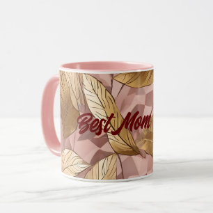 Trendy Blush Pink Gold Boho Leaves Collection Mug