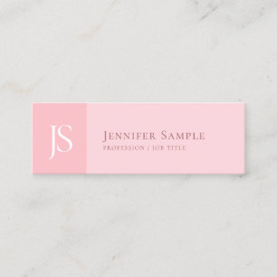Trendy Blush Pink Modern Simple Monogram Template Mini Business Card
