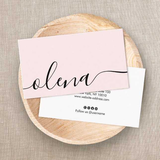 Trendy Blush Pink Script Calligraphy  Business Card (Creator Uploaded)
