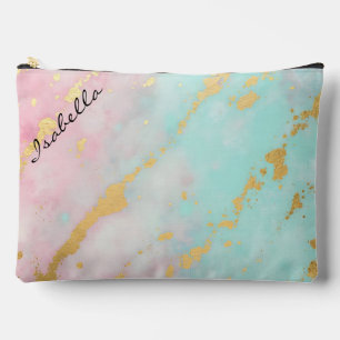 Trendy Blush Pink Soft Mint Gold Luxury Collection Accessory Pouch