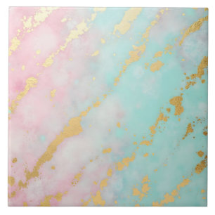 Trendy Blush Pink Soft Mint Gold Luxury Collection Ceramic Tile