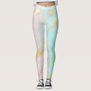 Trendy Blush Pink Soft Mint Gold Luxury Collection Leggings