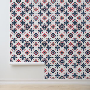 Trendy Bohemian Blooming Mesh Art Pattern Wallpaper