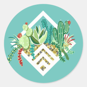 Trendy Bohemian Chic Succulents & Terrarium Classic Round Sticker