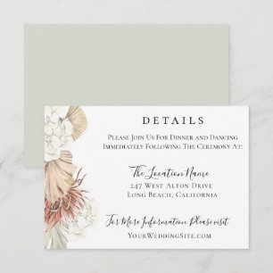 Trendy Bohemian Foliage Wedding Details Card