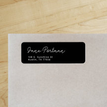 Trendy Bohemian Minimalist Black Return Address