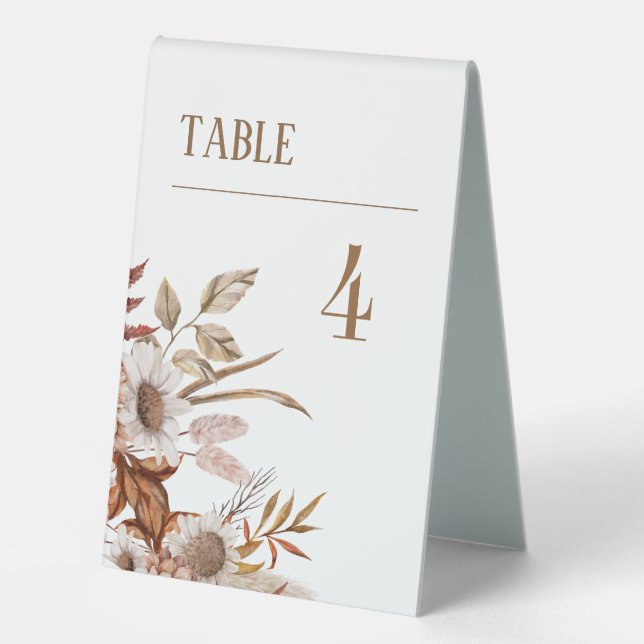 Trendy Bohemian Wedding Table Numbers (Front)